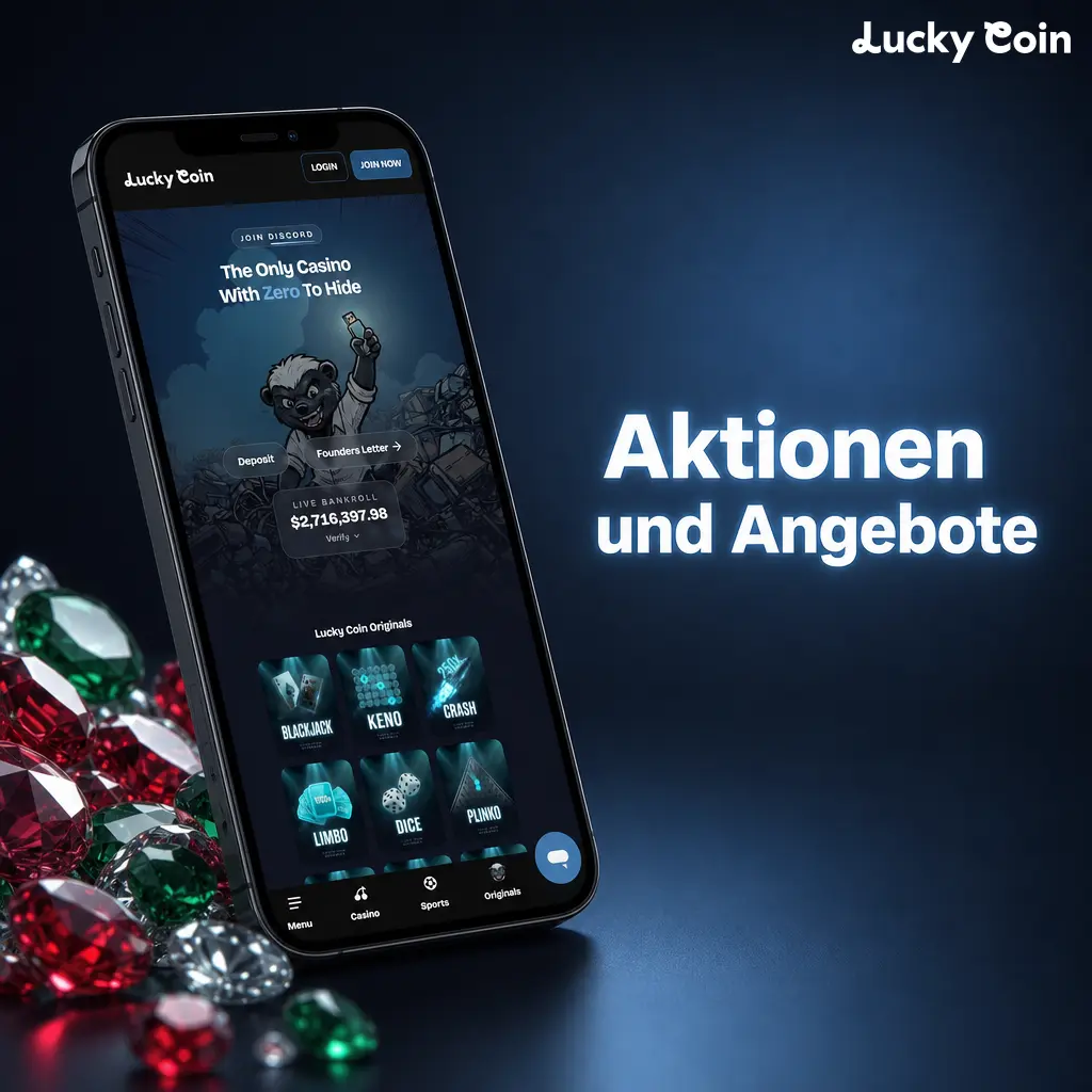 Aktionen und Angebote: 35% Bonus, 300 Freispiele und Cashback in der Lucky Coin App.