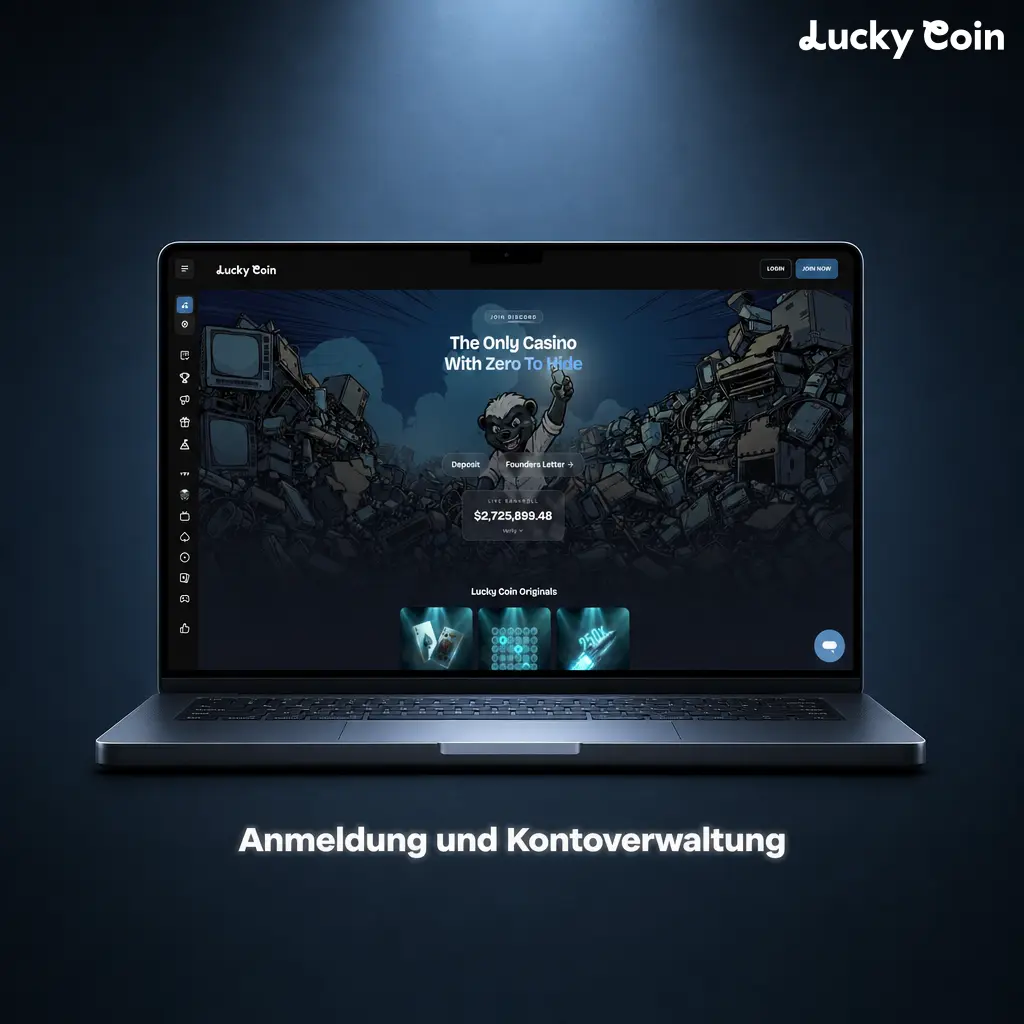 Sichere Anmeldung und Kontoverwaltung zur Verwaltung von Finanzen, Boni und Kontosicherheit.