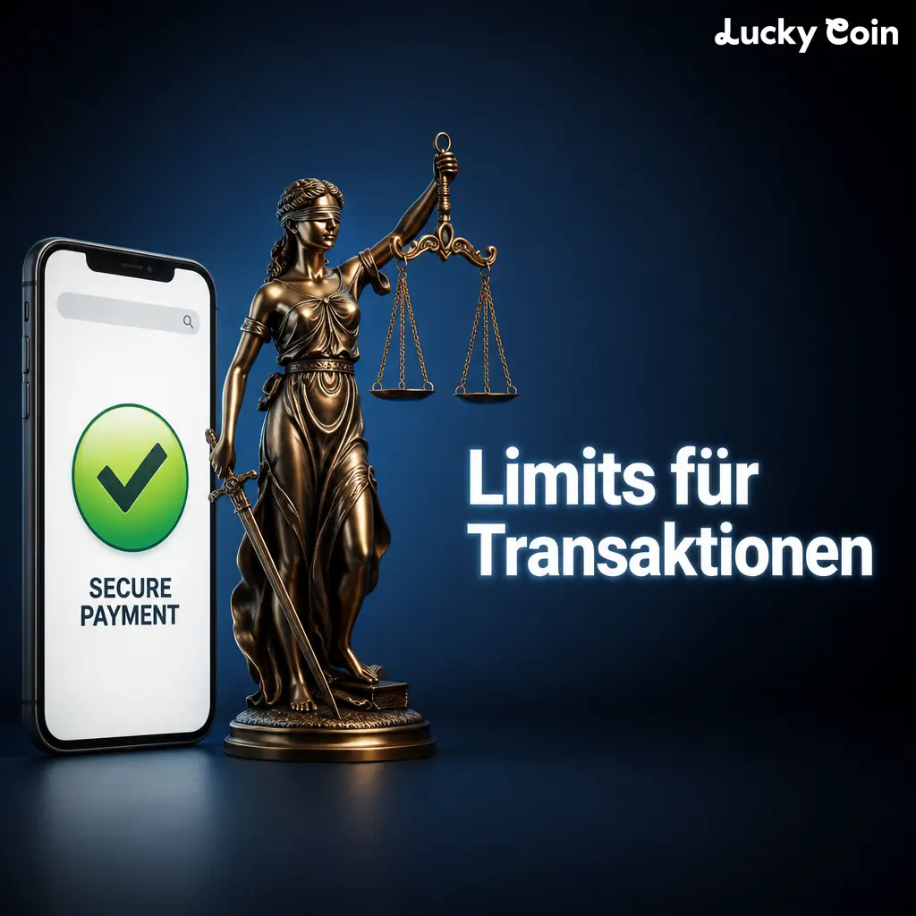 Übersicht der Lucky Coin Transaktionslimits: Mindesteinzahlung ab 10 EUR und Auszahlung ab 50 EUR.