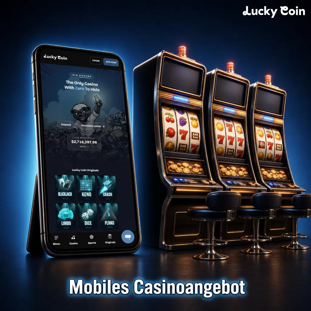 Mobiles Casinoangebot auf einem Smartphone mit HTML5-Spielen wie Slots und Live-Casino.