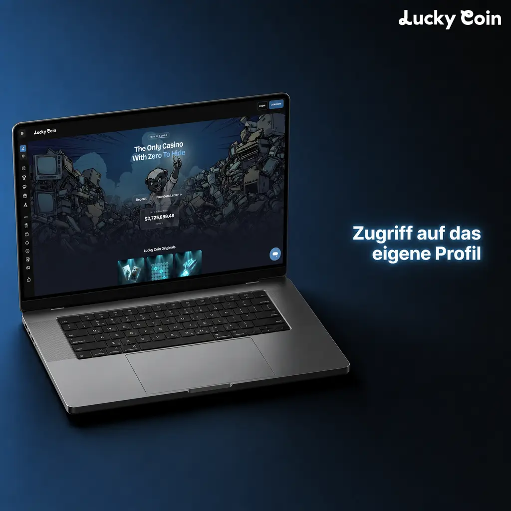 Login-Bereich von Lucky Coin für den sicheren Zugriff auf das eigene Profil.