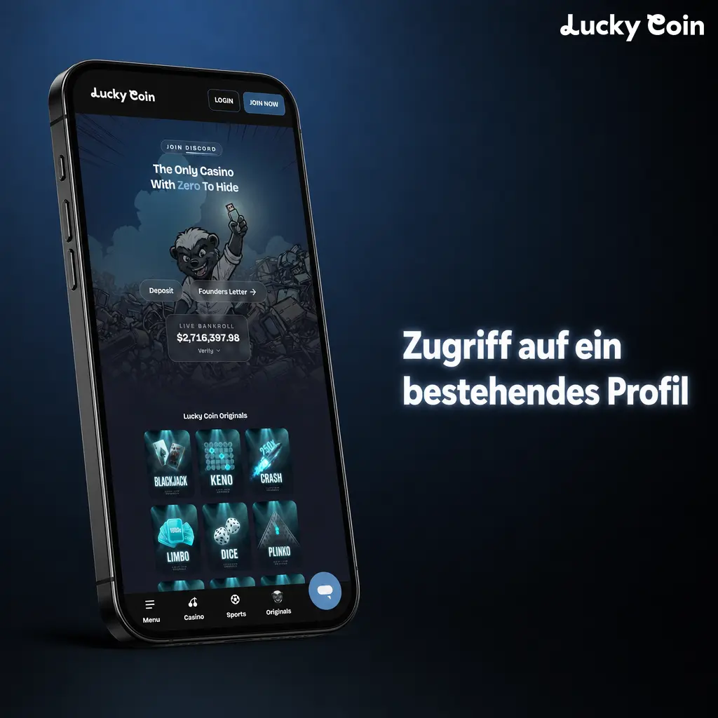 Login-Fenster für den Zugriff auf ein bestehendes Profil in der App.